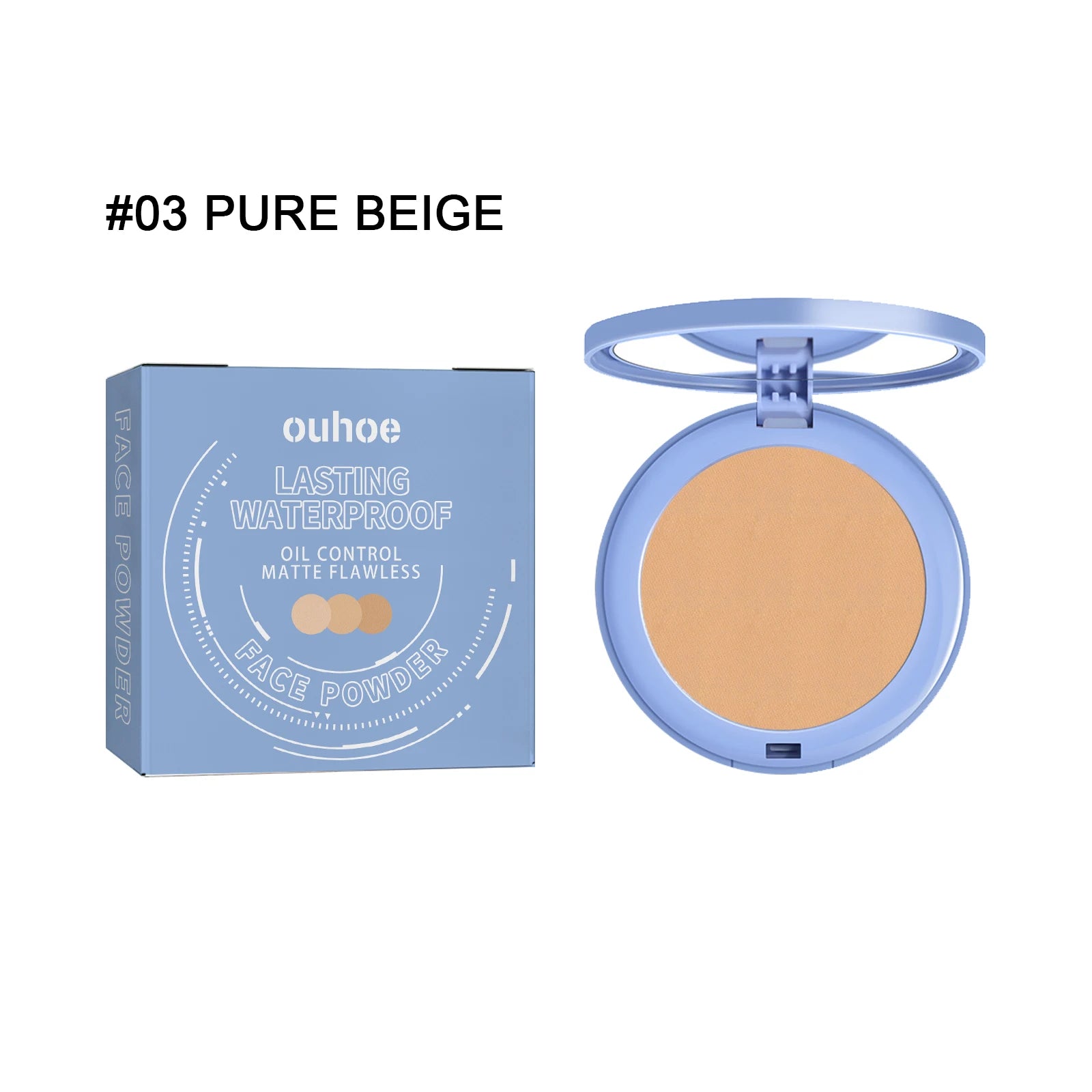OUHOE Sunscreen Powder Cosmetic Face Powder Oil-Control Waterproof Lasting Matte Concealer Makeup Pressed Powder Zpaxo 8g boxed