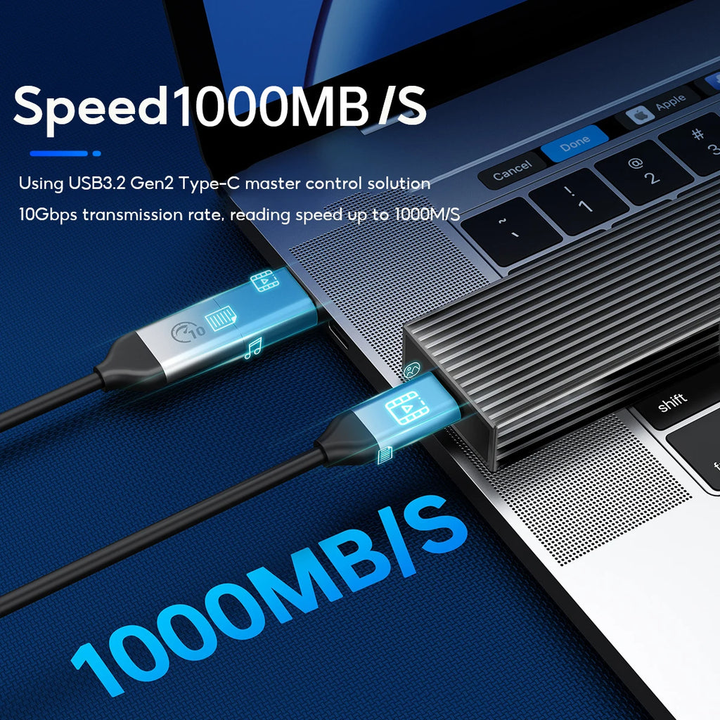 Hard Drive Enclosure M.2 NVMe Type-C All Aluminium Solid State Mobile Hard Drive Case High Speed 10Gbps Transport Zpaxo