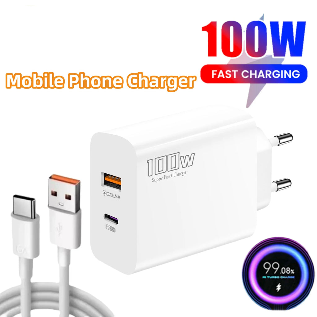 100W Fast Charger Dual-port USB Type-c Charging Head Mobile Phones