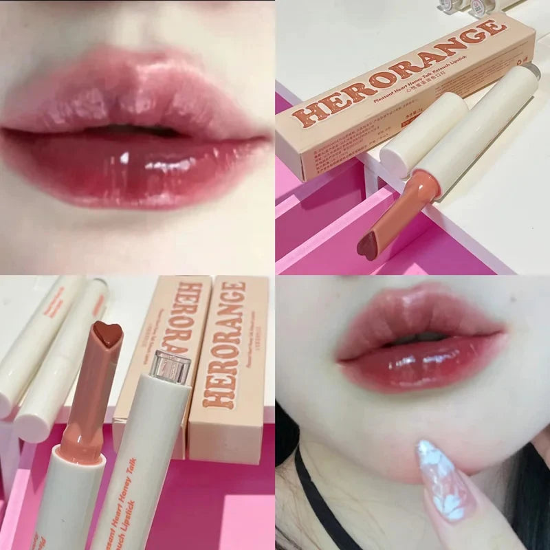 Mirror Glass Solid Lip Glaze Moisturizing Heart Shape Water Light