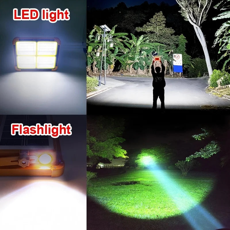 Solar Flood Light Power Bank IP66 Waterproof USB Rechargeable Camping Tent Lamp for Outdoor Emergency Zpaxo