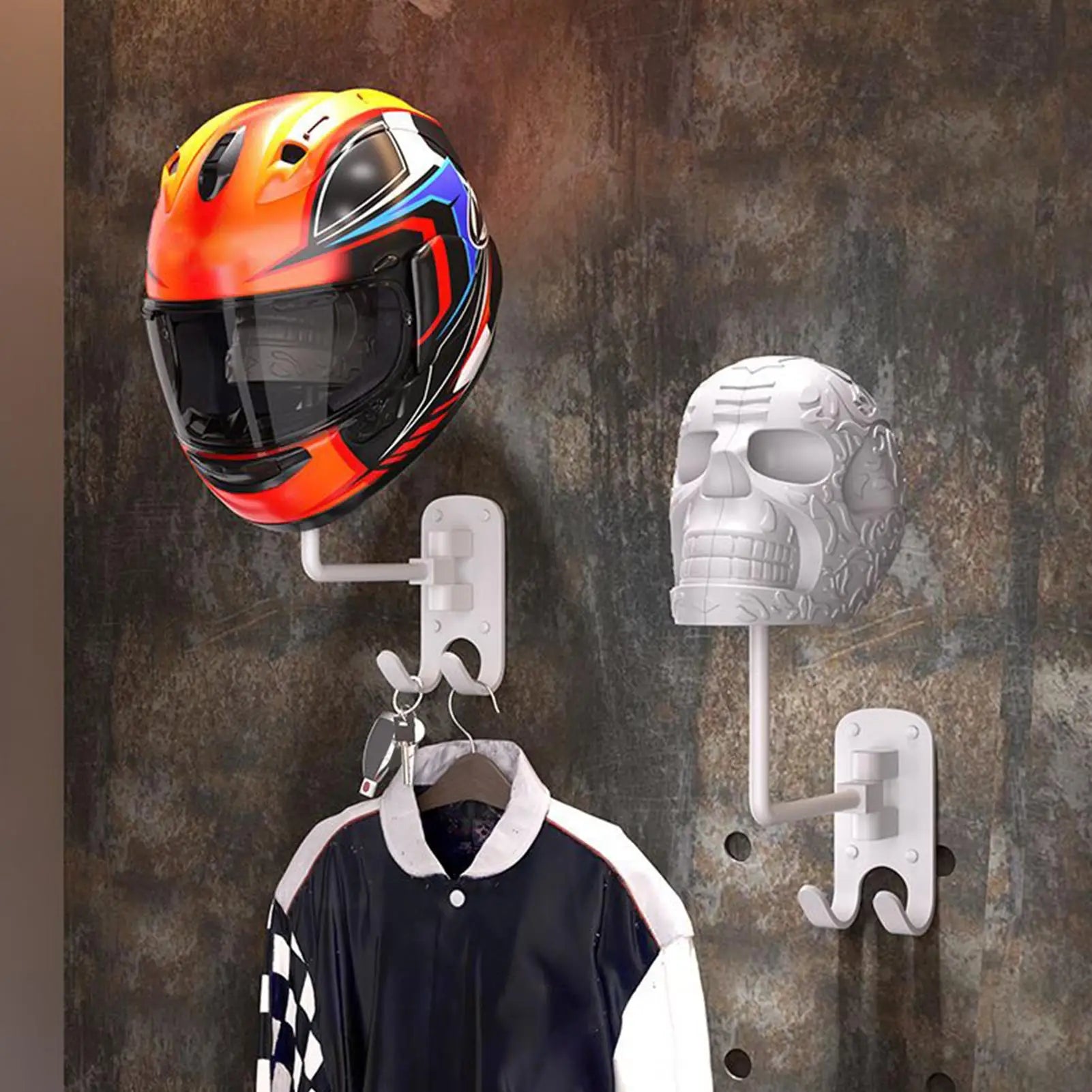 Helmet Wall Mount Skull Shape Hat Rack Decorative Wall Mount Helmet Display Holder for Garage Entryway Bedroom Women Men Party Zpaxo