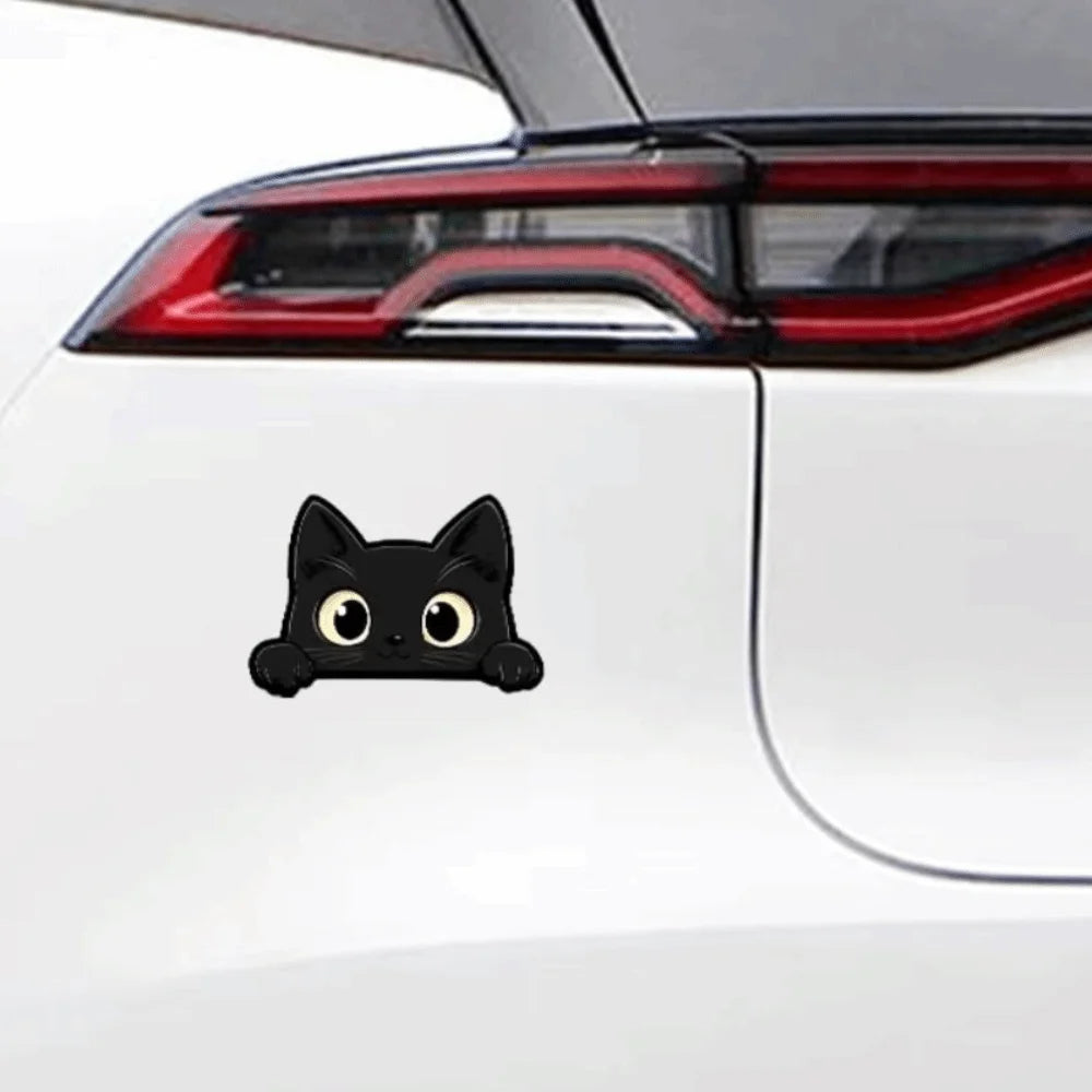 Cartoon Black Car Window Decals Peek-a-boo PVC Funny Kitty Waterproof Zpaxo