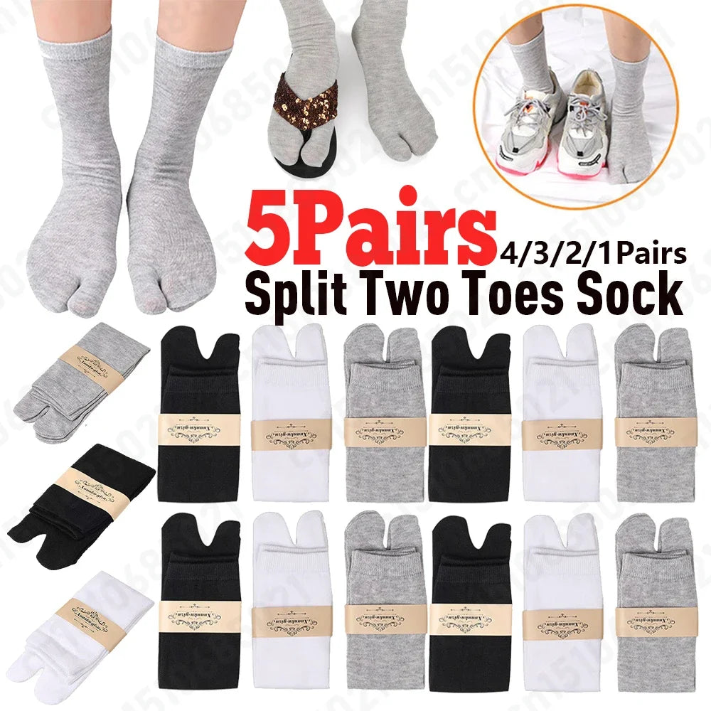 1-5PCS Women/Men Unisex Japanese Kimono Flip Flop Sandal Split Two Toes Sock Tabi Geta Cotton Socks New Arrival Zpaxo