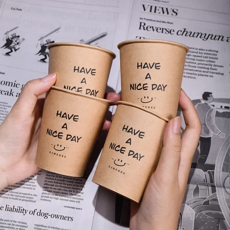 50-Pack 250ml Biodegradable Disposable Paper Cups – Coffee & Party Disposable Paper Cups Zpaxo