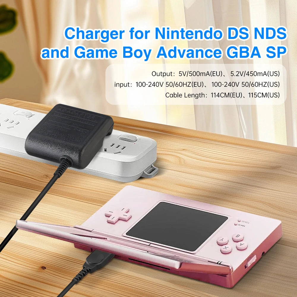 5.2V Home Wall Travel Charger AC Adapter for Nintendo DS NDS GBA SP Gameboy Advance SP - Power Supply Charging Cable EU/US Plug Zpaxo