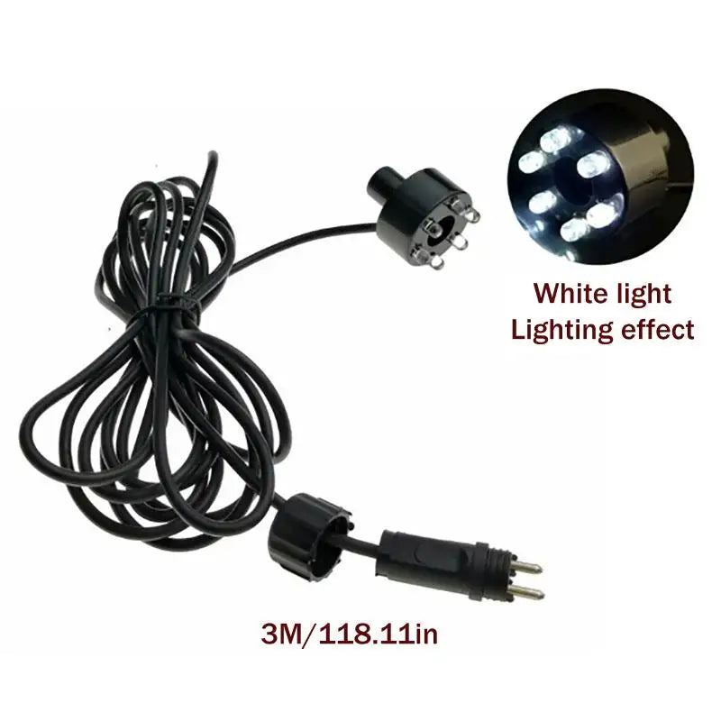 118.11in Underwater 6-LED Light Ring For Fountain Fish Pond Water Garden AC Adapter Warm White/White Fountain Light Ornament Zpaxo A1