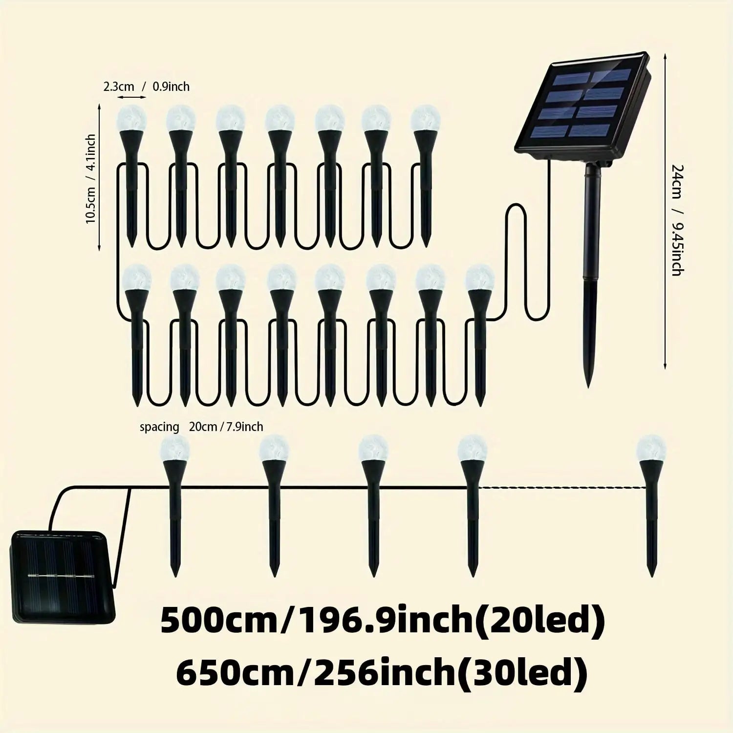 Solar-powered Bubble Path Light Floor-standing 8 Modes Solar Guiding Zpaxo
