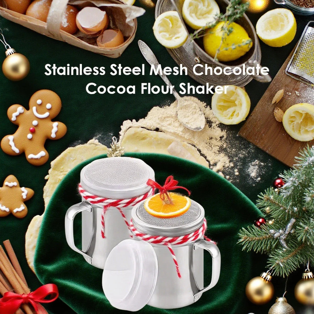 Steel Chocolate Sugar Shaker Cocoa Flour Coffee Sifter Handle