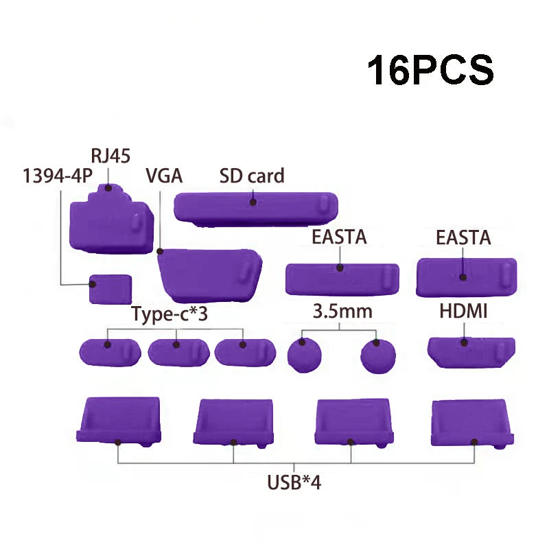 Universal Silicone Anti-dust Plug Notebook Dustproof Stopper Laptop C Zpaxo 16pcs Purple