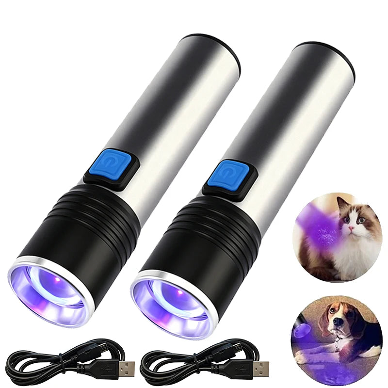 395nm UV Blacklight Flashlight – Zoomable USB Rechargeable