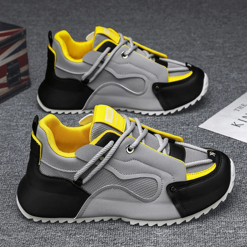 Grey Black Yellow Chunky Dad Sneakers Retro Patchwork Casual Shoes Zpaxo A001 Grey 48 China Mainland