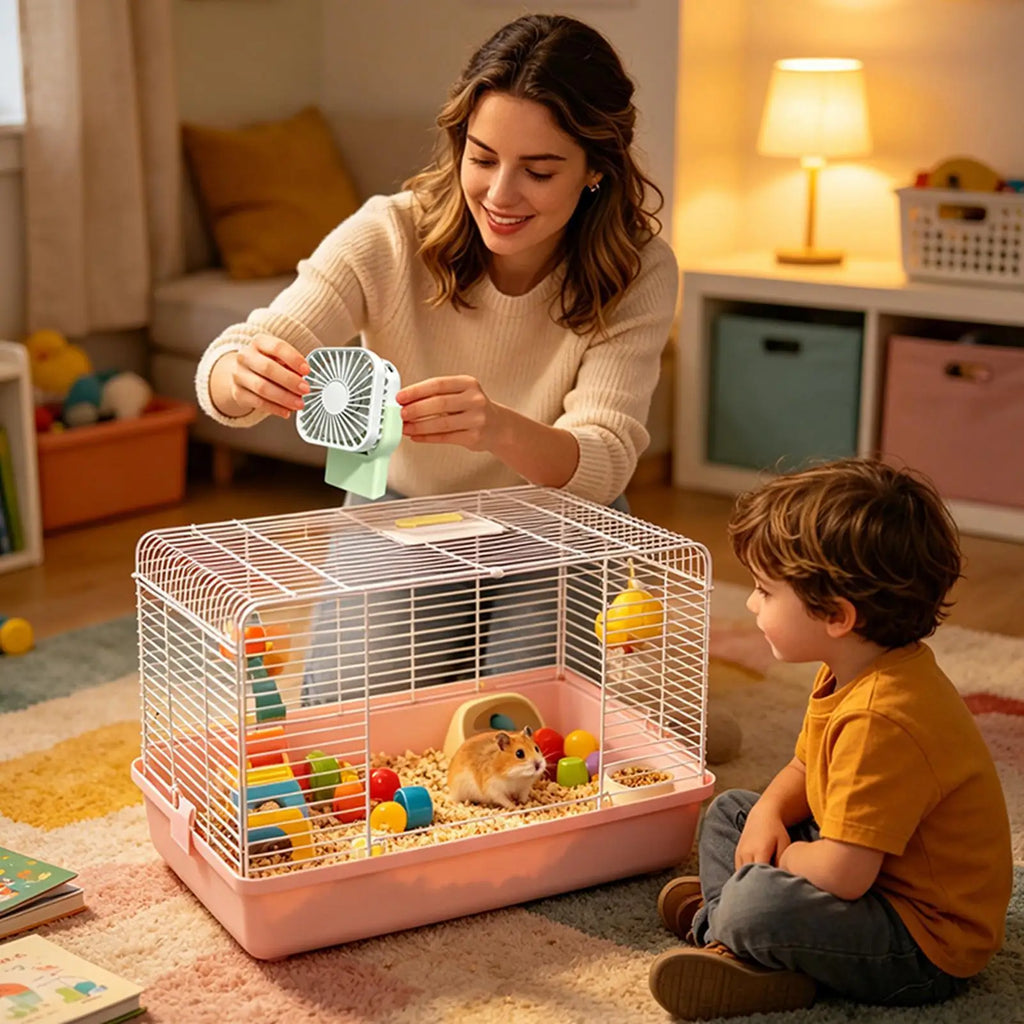 Dog Crate Fan Portable 3-Speed Quiet Ventilador Summer Pet Kennel Cooling Fans For Bird Parrot Cockatiel Parakeet Hamster Zpaxo