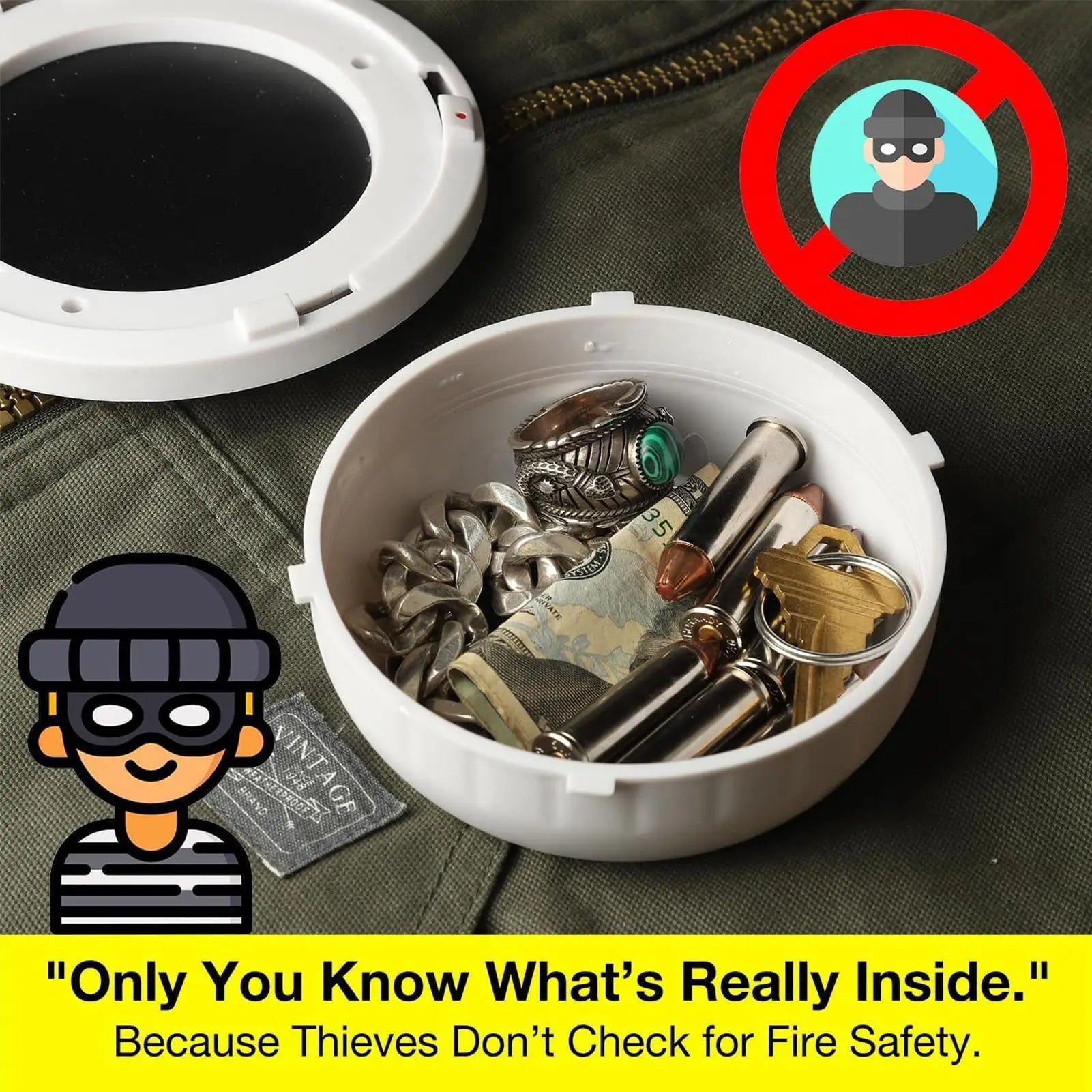 Secret Stash Box Alarm Security Can Hidded Storage Container No Drill