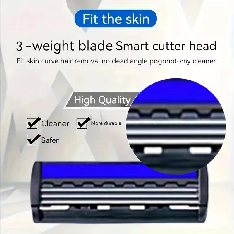 NEW Shaver Men Razor Shaving 3 Layer Stainless Blade Shaver Reusable Safety Razor Hair Removal Shaver Imported Blade Multi Tool Zpaxo