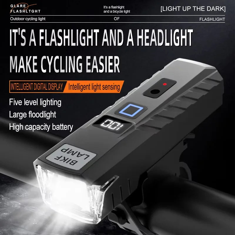 USB Rechargeable Bike Light Auto Sensing Headlight Night Riding