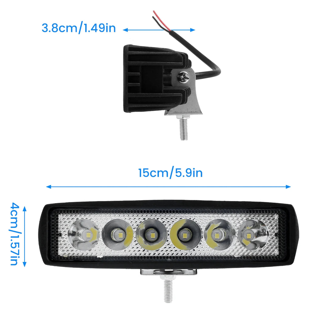 1/2/4Pcs LED Work Light Strip Shape Light Bar 6000K Flood Spot White Off Road Head Car light IP67 Auto parts For Multiple Scenes Zpaxo