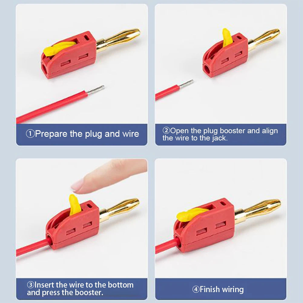 Banana Plug Solder-free Current Plugs Self-locking Gold-plated