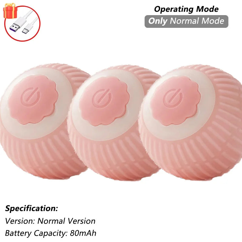 Cat Interactive Ball Training Self-moving Kitten Electric Cat Ball Toys Electronic Automatic Rolling Magic Ball Toys for Cat Zpaxo 3PCS-Pink