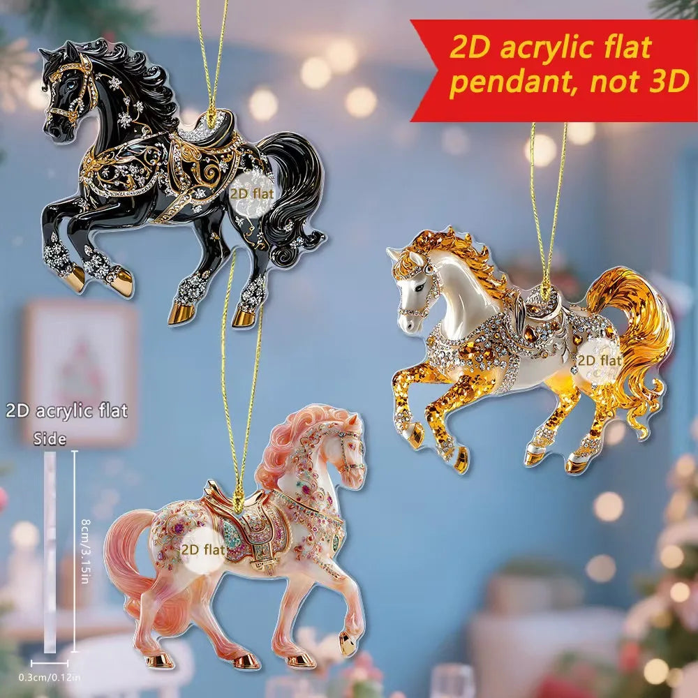 Golden Acrylic Horse Keychain Pendant – Bag & Car Ornament Acrylic Keychain Charm Zpaxo
