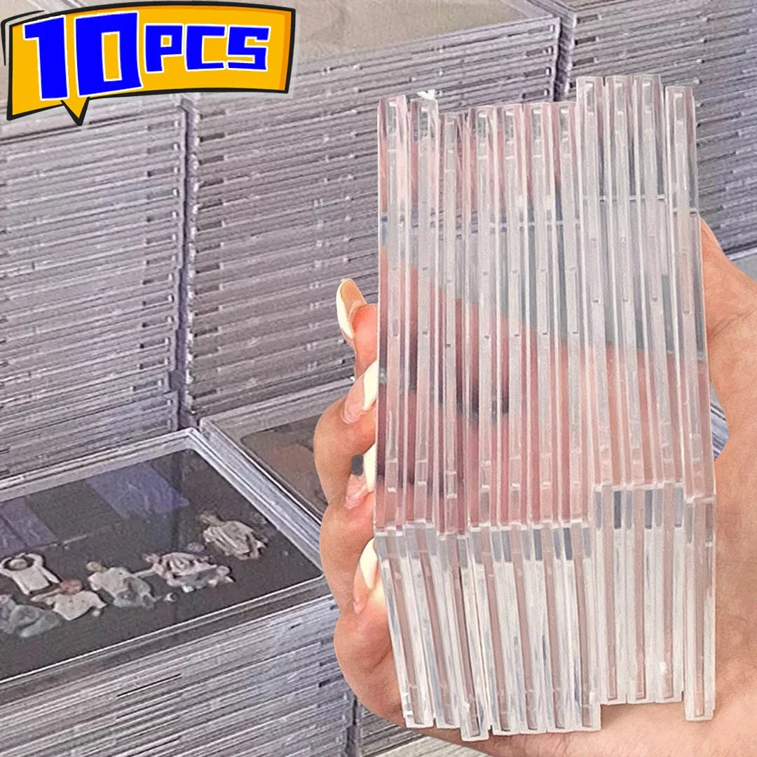 Clear Acrylic Card Holder Snap Type Gaming Sports Trading Card Display Case Kpop Idol Photo Protective Sleeves Not Magnetic Zpaxo