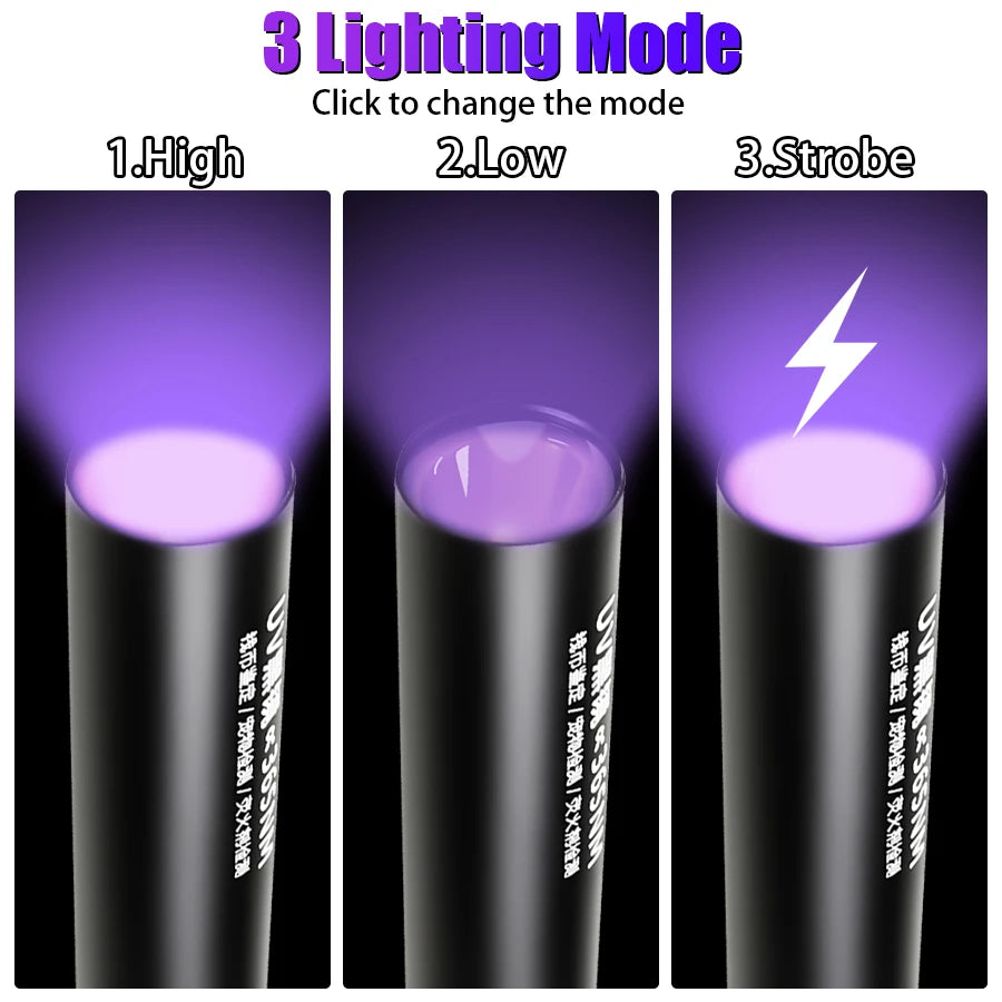 KDULIT 365nm UV Flashlight – Rechargeable Mini Ultraviolet Torch