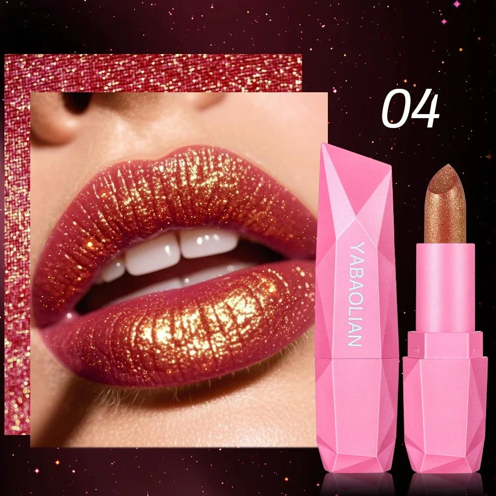 6 Colors Quicksand Golden Lipstick Fine Glitter Moisturizing Silky Zpaxo 04