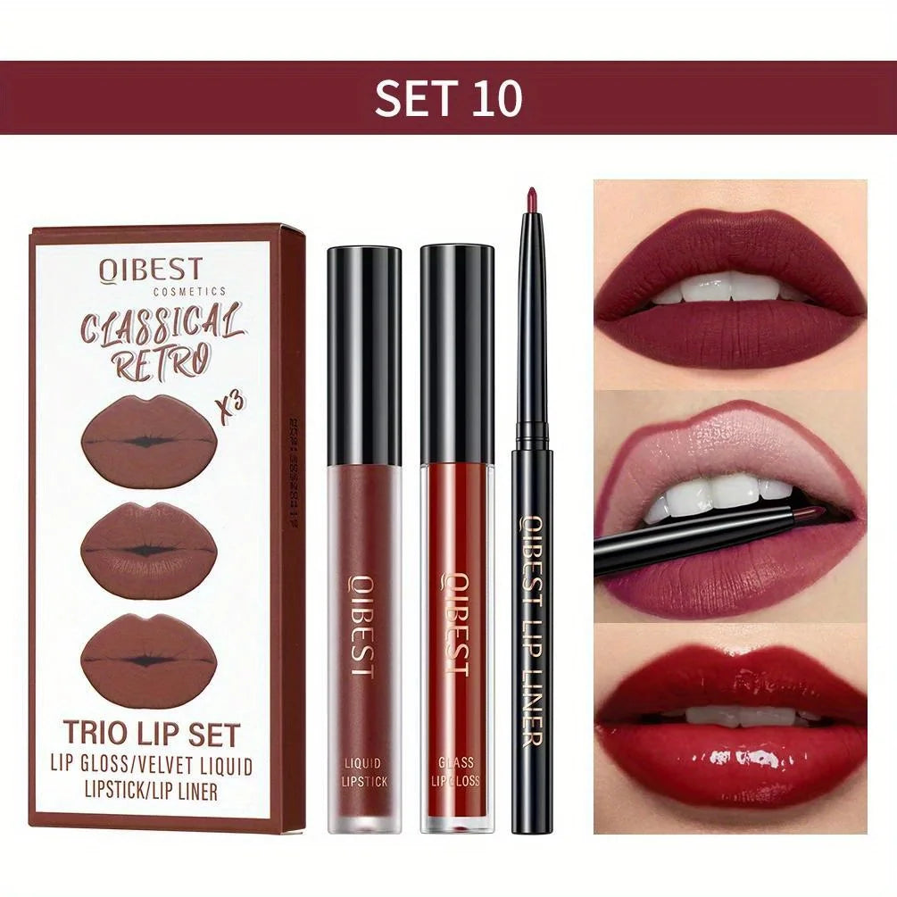 3 in 1 Lipstick and Lipliner Set, Long Lasting Waterproof Lip Stain Liquid Lipgloss Set for Women Halloween Gothic Makeup Zpaxo 10