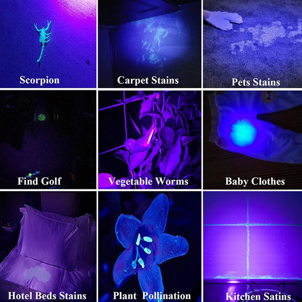 395nm UV Black Light Flashlight – 128 LED Ultraviolet Torch