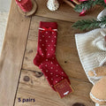 5 Pairs Christmas Socks Women Cute Santa Claus Autumn Winter Elk Zpaxo One Size B