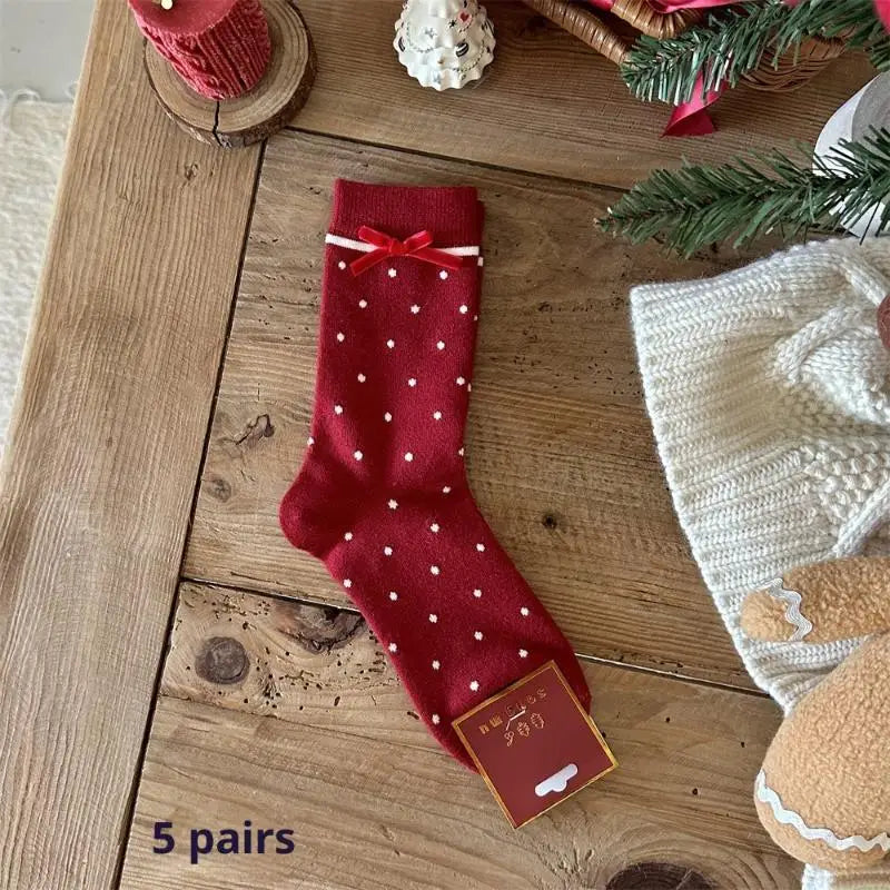 5 Pairs Christmas Socks Women Cute Santa Claus Autumn Winter Elk Zpaxo One Size B