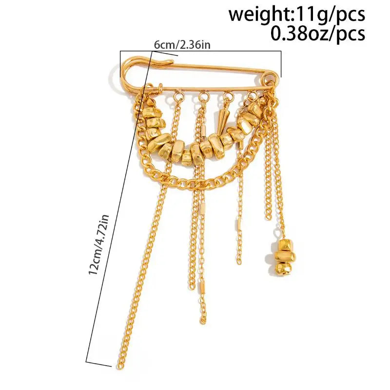 Beaded Heart Tassel Brooch – Decorative Metal Safety Pin