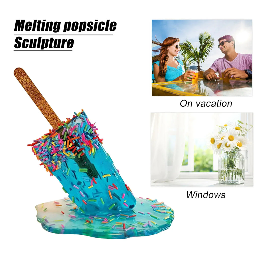 Ice Cream Resin Ornaments Artificial Lollipop Melting Popsicle Sculpture Summer Cool Popsicle Home Decoration Resin Popsicle Zpaxo