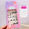Box Cartoon Press Nails French Black Flower Tips False Almond-shaped Zpaxo Style-A