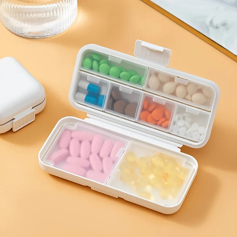 8-Grid Travel Pill Organizer – Wheat Straw Box with Seal Ring Pill Organizer Box Zpaxo