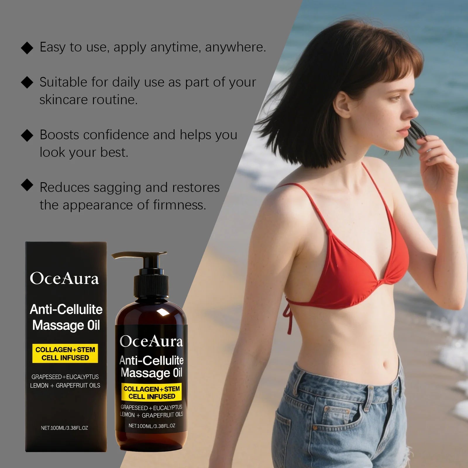 Cellulite Body Oil Skin Smoothing Oil Moisturizing Dry Skin Improve Skin Texture Anti Aging Body Care Oil with Citrus Oils Zpaxo