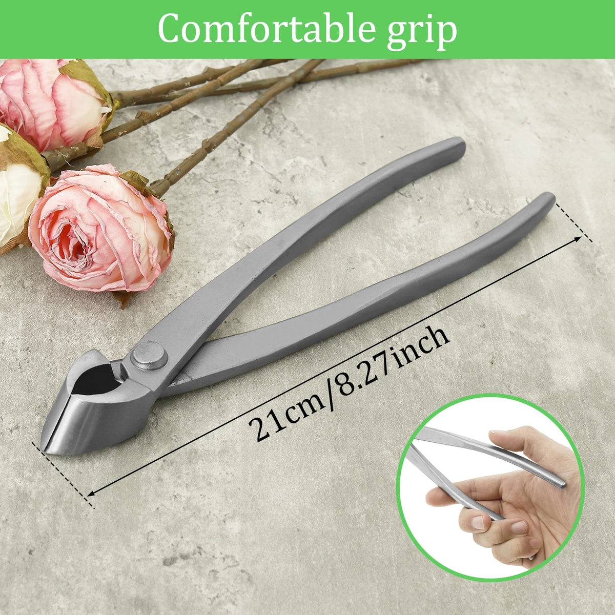Bonsai Grooming Kit Stainless Steel Wear Resistant Bonsai Tree Kit Tools Time Saving Pruning Kit with Ergonomic Long Handle 2025 Zpaxo Diagonal scissors 21cm