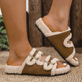 2025 Women House Slippers Fur Luxury Autumn Rome Slippers Plush Comfortable Shoes Casual Flat Shoes Female Platform Slides Women Zpaxo Brown 41