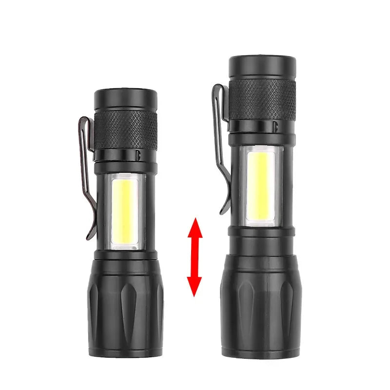 Mini Rechargeable COB+XPE LED Flashlight – Zoomable Torch