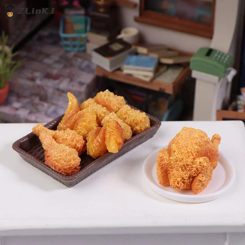 ▶1Set Mini Simulation Fried Chicken Miniatures Food Doll House Decor DIY Supplies Model Food Ornament Toy Dollhouse Accessories Zpaxo