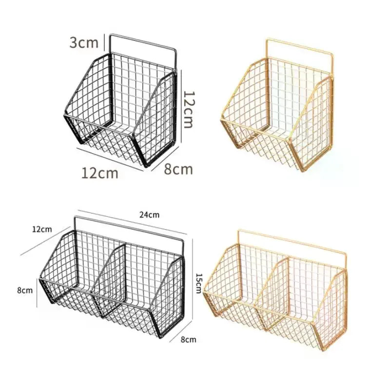 Carbon Steel Hanging Wire Basket 1 2 3 Grid Wall Mounted Kitchen Zpaxo