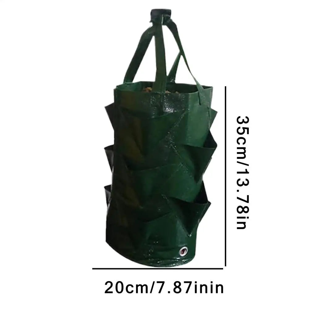 3-Pack Hanging Grow Bags – Vertical Strawberry Tomato Planter Vertical Hanging Planter Zpaxo Green 3Pcs