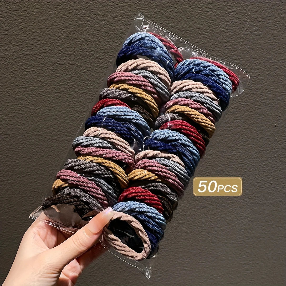 50Pcs Mixed Color Simple Elastic Hair Ties, Soft Thin Ponytail Holder Hair Accessories for Girls Daily Hairstyle Zpaxo