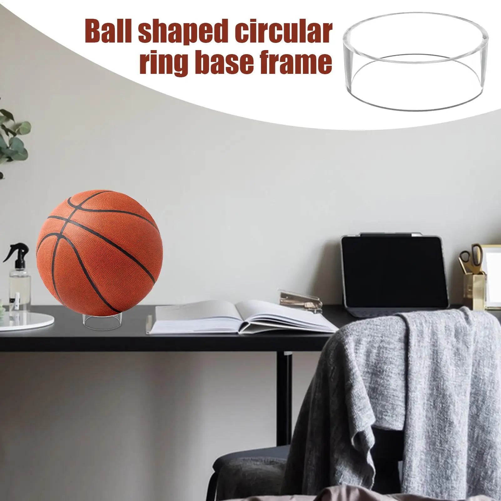Acrylic Ball Holder Round Ring Stand Display Football Basketball