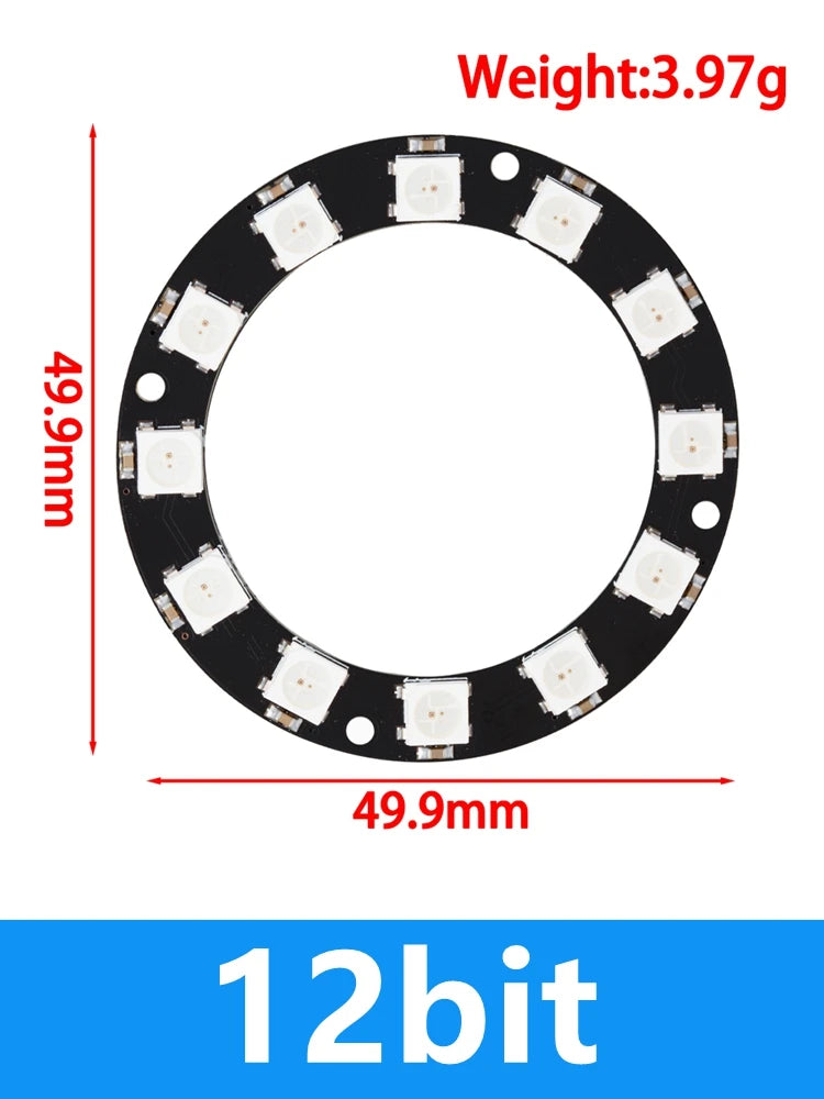 WS2812B 24-Bit Addressable RGB LED Ring 5050 High-brightness Zpaxo ws2812 12bit