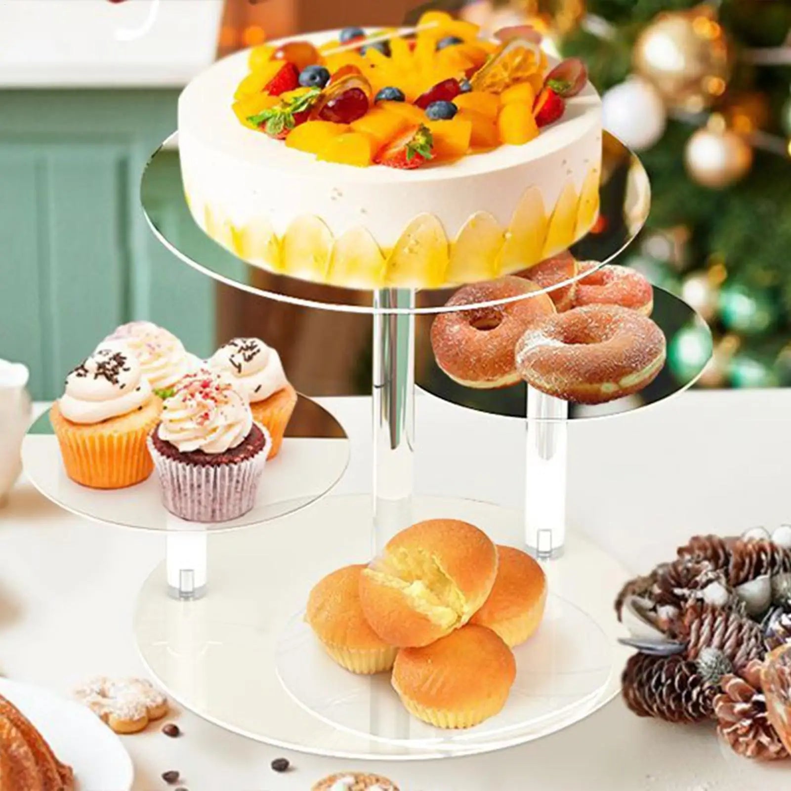 Cupcake Stand Acrylic 4-Tier Round Serving Cup Cake Stand Dessert Display for Cookie Snack Food Pastry Candy Wedding Birthday Zpaxo