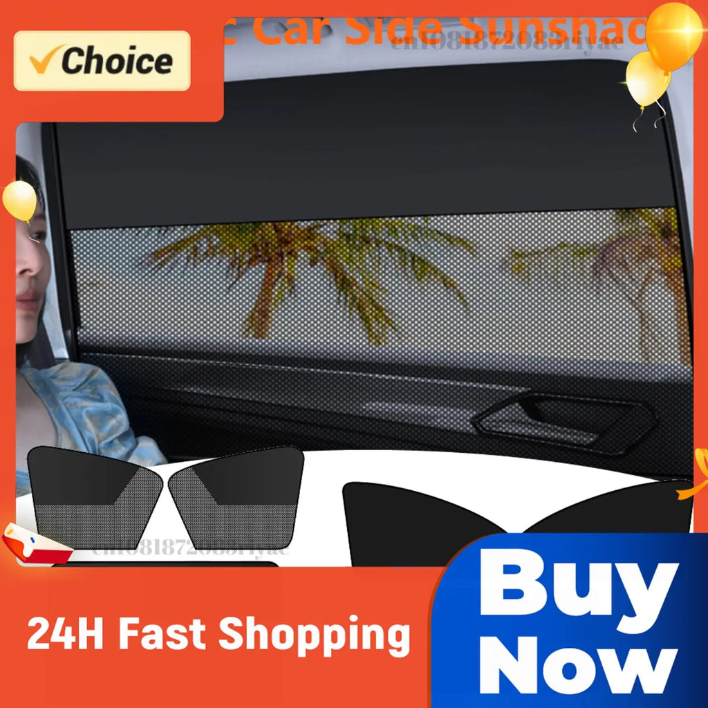Magnetic Side Window Sun Shades Light Blocking Car Net Visor Summer