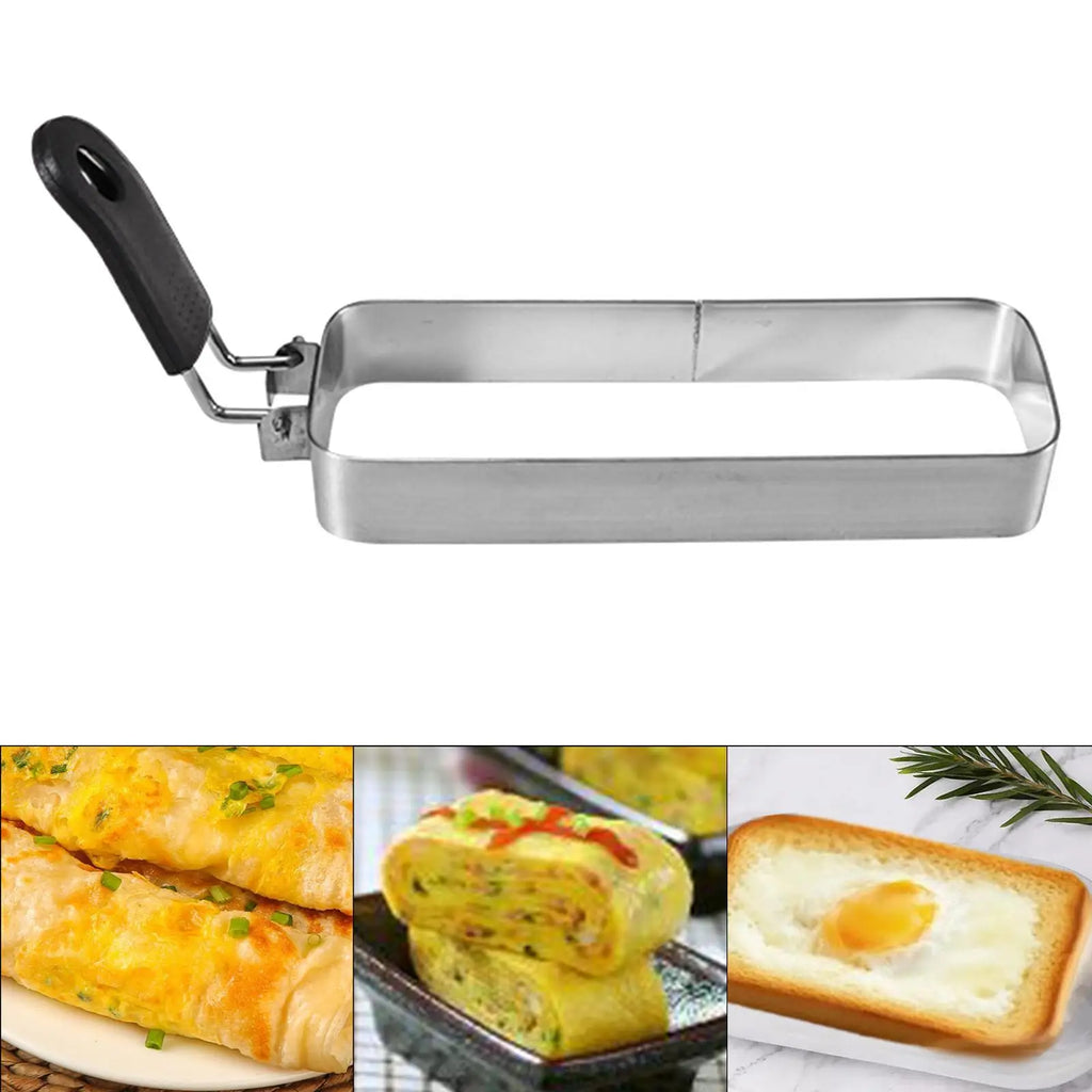 Egg Ring with Handle for Griddle Pan for Breakfast Sandwich Muffin Omelette Ring Crumpet Ring Non Stick Shaper Rectangular Zpaxo