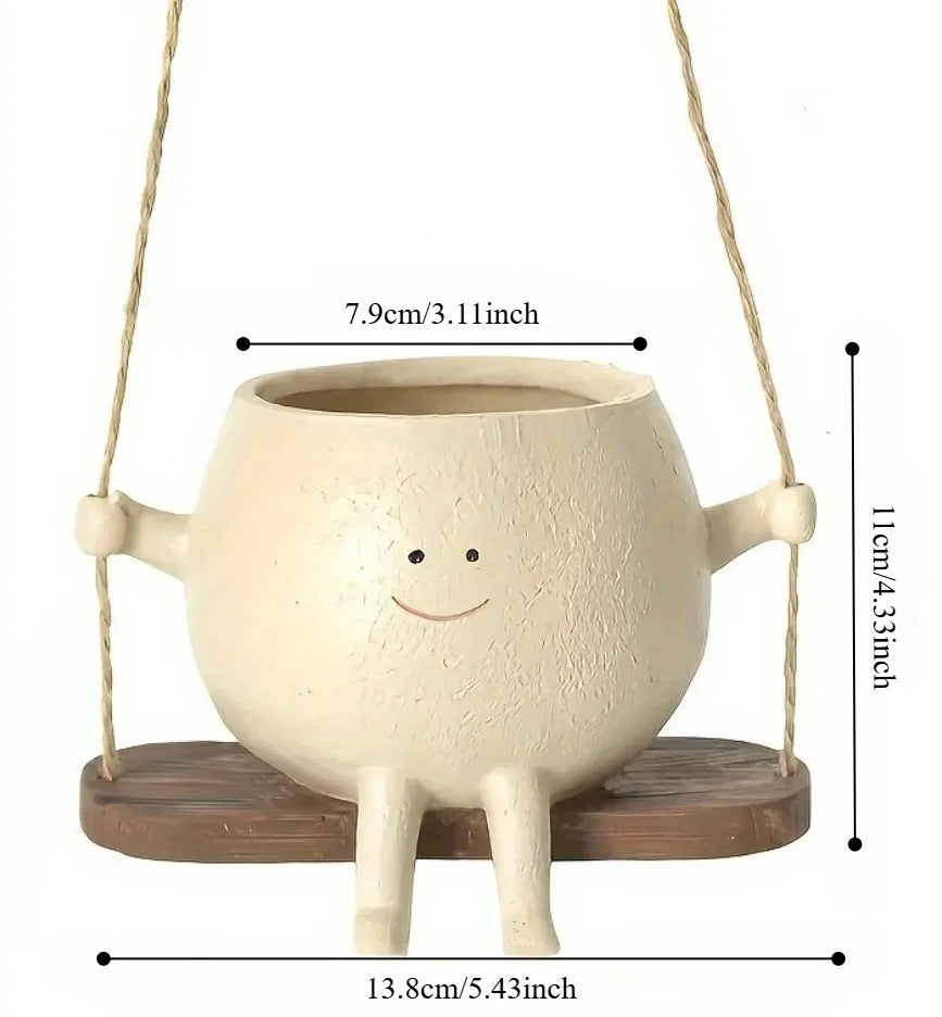 Hanging Resin Face Planter Pot – Succulent Head Vase Home Decor