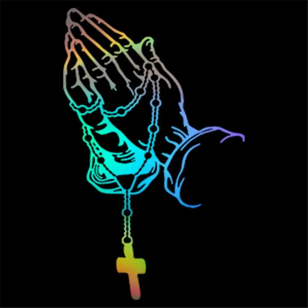 Prayer Gesture Car Laser Sticker Easy Install Self Adhesive Zpaxo